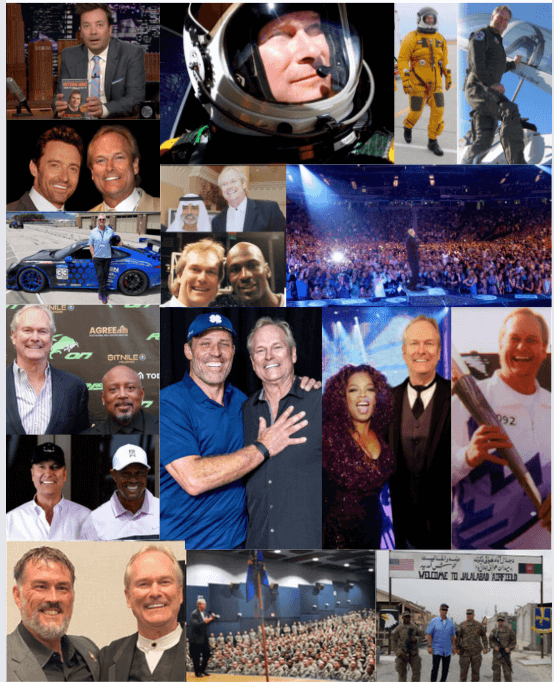 Dan Clark with Famous People. Tony Robbins, Oprah, Jimmy Fallon, Tiger Woods, Marcus Lutrell